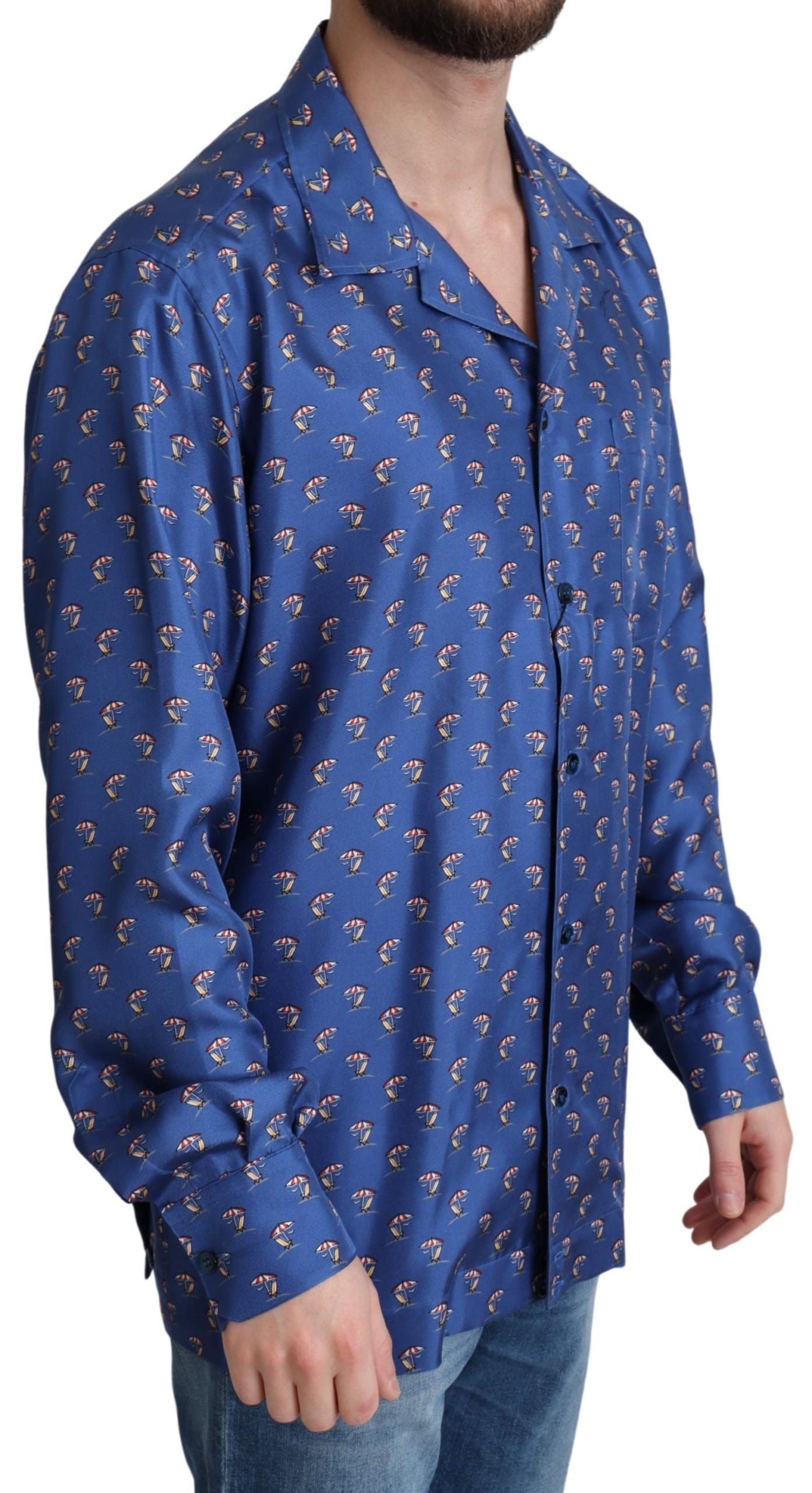 Chemise décontractée en soie à imprimé chaise de plage Dolce &amp; Gabbana