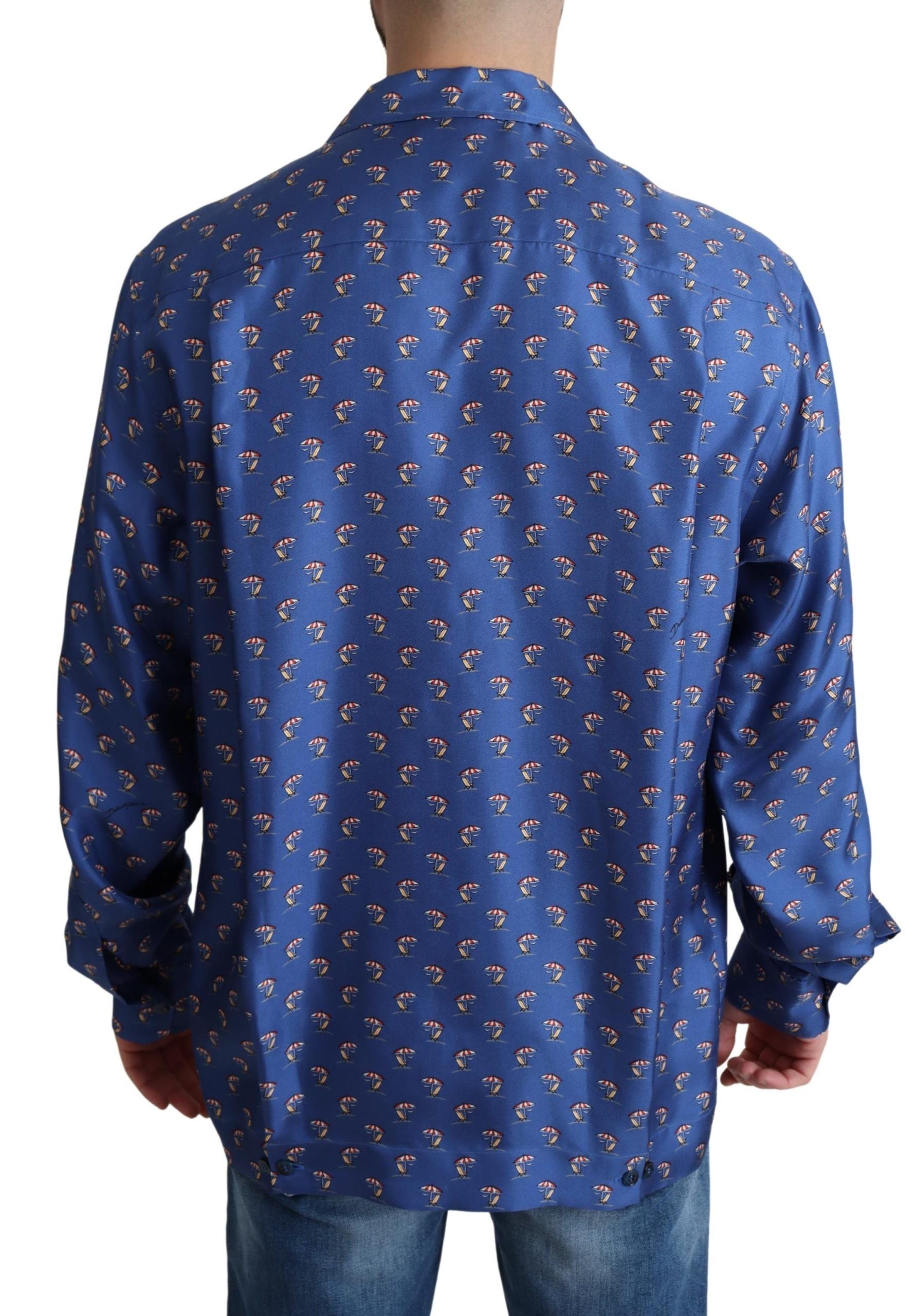 Chemise décontractée en soie à imprimé chaise de plage Dolce &amp; Gabbana
