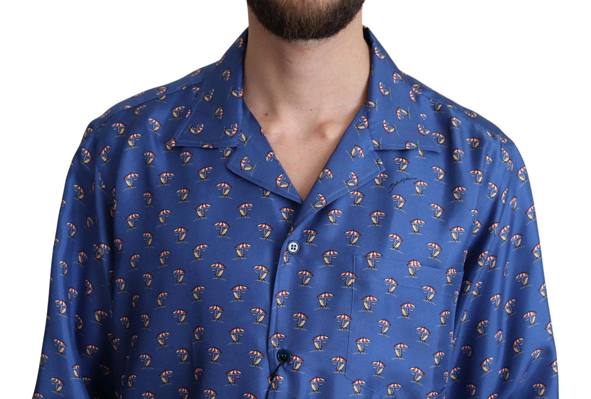Chemise décontractée en soie à imprimé chaise de plage Dolce &amp; Gabbana