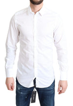 Chemise habillée élégante en coton blanc Dolce &amp; Gabbana, coupe slim