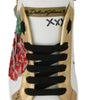 Dolce & Gabbana White Roses Sequined Crystal Womens Sneakers Shoes