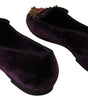 Dolce &amp; Gabbana Chic Purple Velvet Loafers with Heart Detail