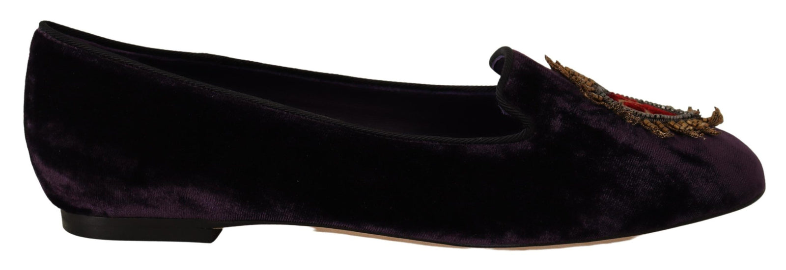 Mocassins Dolce & Gabbana Chic en velours violet avec détail cœur
