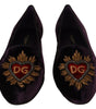 Dolce &amp; Gabbana Chic Purple Velvet Loafers with Heart Detail