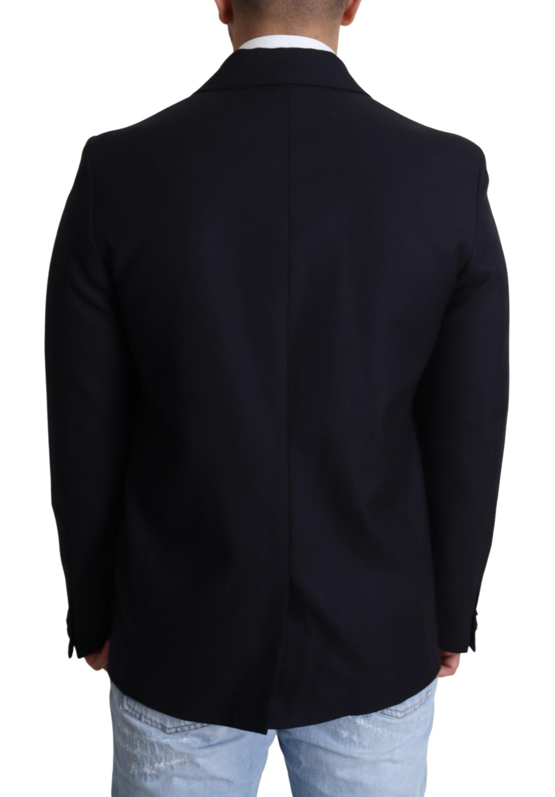 Dolce &amp; Gabbana Elegant Dark Blue Virgin Wool Men's Coat