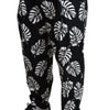 Dolce & Gabbana Black Leaf Cotton Stretch Trouser Pants Pants