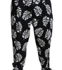Dolce & Gabbana Black Leaf Cotton Stretch Trouser Pants Pants