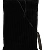 Dolce & Gabbana Black Velvet Quilt Drawstring Logo Plaque Pouch Bag
