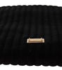 Dolce & Gabbana Black Velvet Quilt Drawstring Logo Plaque Pouch Bag
