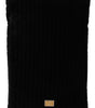 Dolce & Gabbana Black Velvet Quilt Drawstring Logo Plaque Pouch Bag