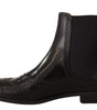 Dolce & Gabbana Elegant Black Ankle Wingtip Oxford Boots