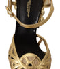 Dolce & Gabbana Black Gold Leather Studded Ankle Straps Shoes
