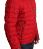 Dolce & Gabbana Red Brocade Bomber Gold Crown Logo Coat Jacket