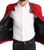 Dolce & Gabbana Red Brocade Bomber Gold Crown Logo Coat Jacket