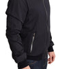 Dolce & Gabbana Blue Silk Coat Short Bomber Men Jacket