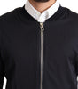 Dolce & Gabbana Blue Silk Coat Short Bomber Men Jacket