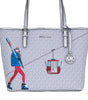 Michael Kors Jet Set Girls Print Medium Signature PVC Carryall Shoulder Tote Handbag (Bright White Multi)