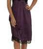 Dolce & Gabbana Purple Silk Stretch Black Lace A-Line Dress