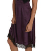Dolce & Gabbana Purple Silk Stretch Black Lace A-Line Dress
