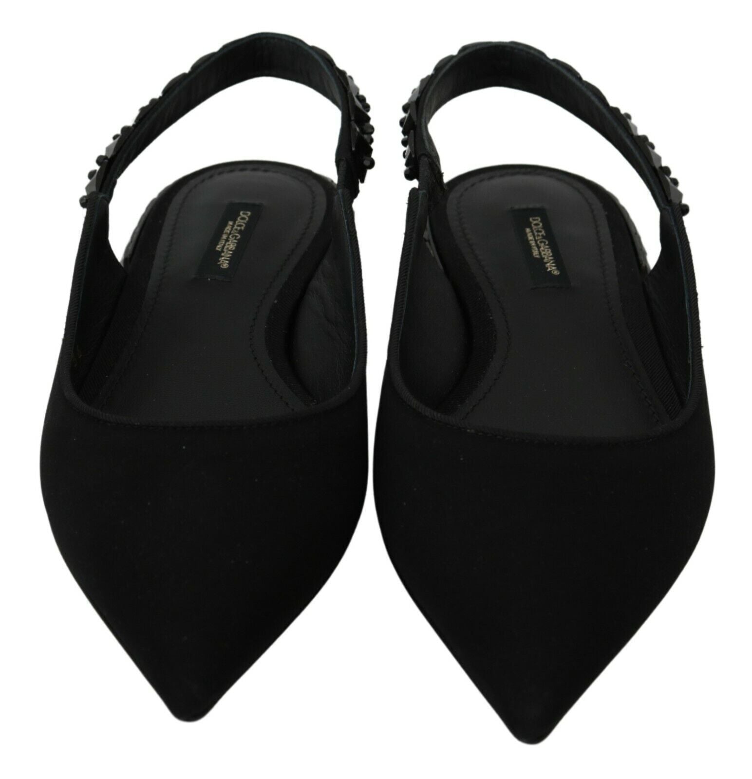 Dolce &amp; Gabbana Élégantes ballerines à bride arrière en soie mélangée avec cristaux