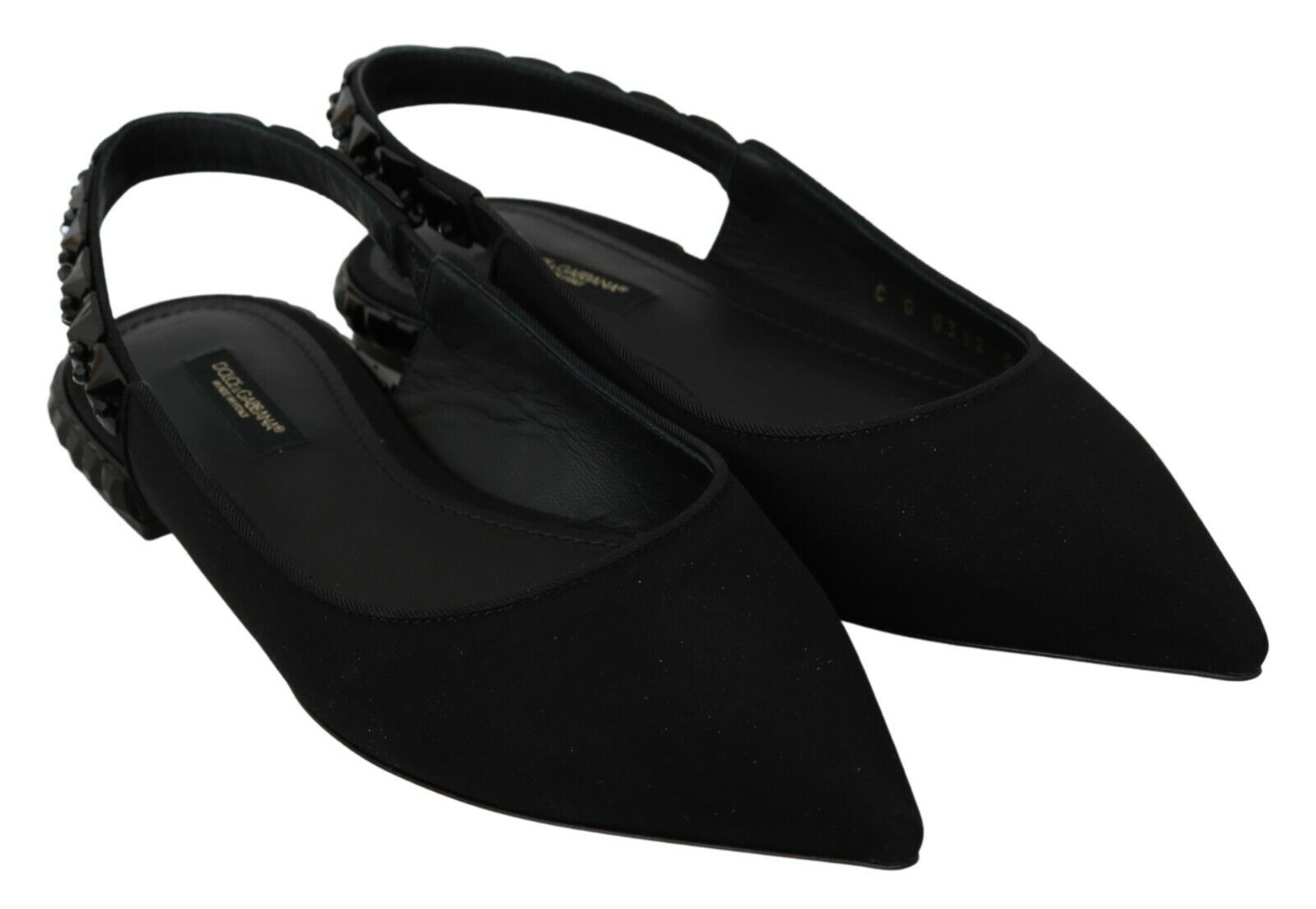 Dolce &amp; Gabbana Élégantes ballerines à bride arrière en soie mélangée avec cristaux