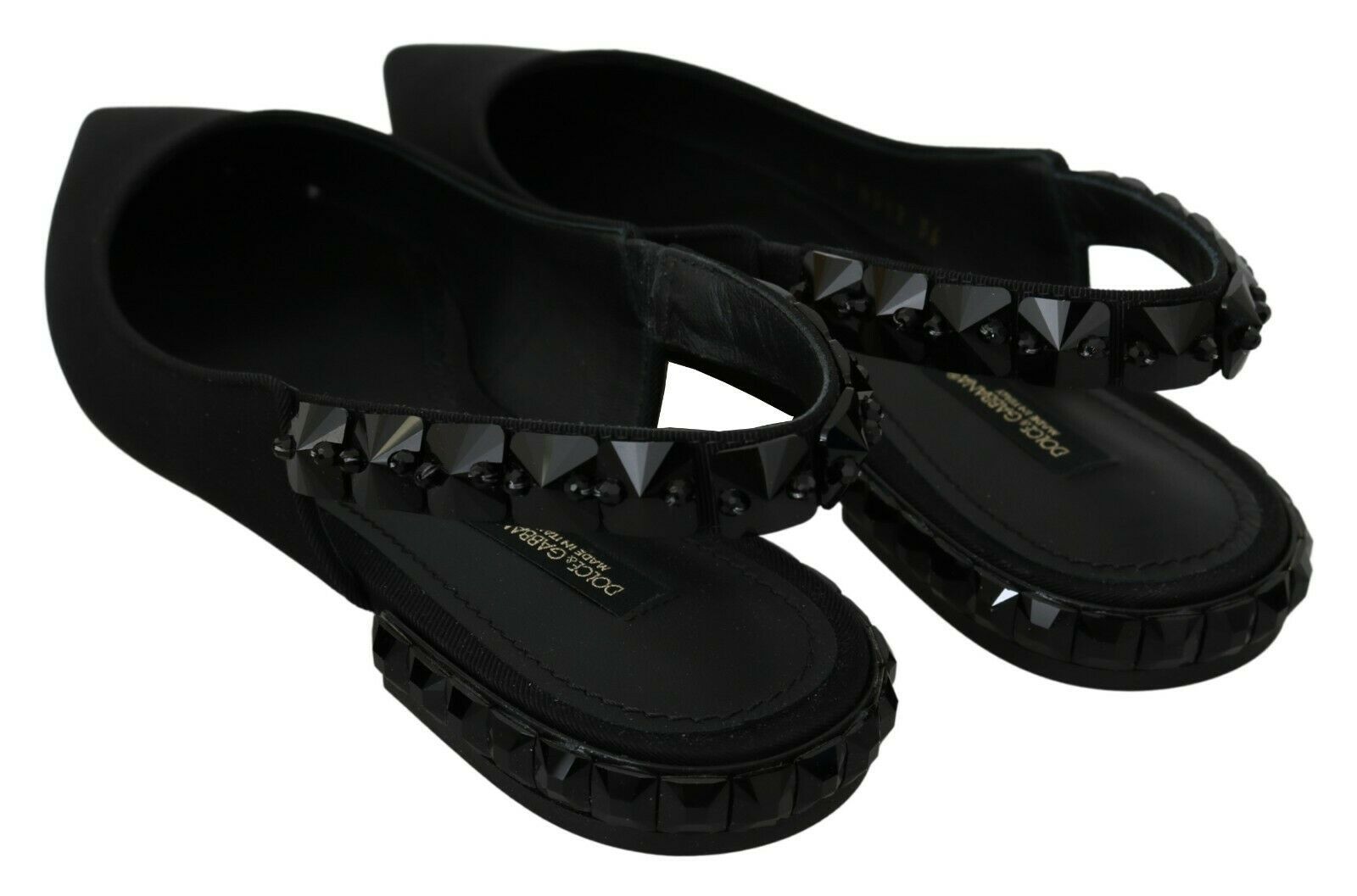 Dolce &amp; Gabbana Élégantes ballerines à bride arrière en soie mélangée avec cristaux