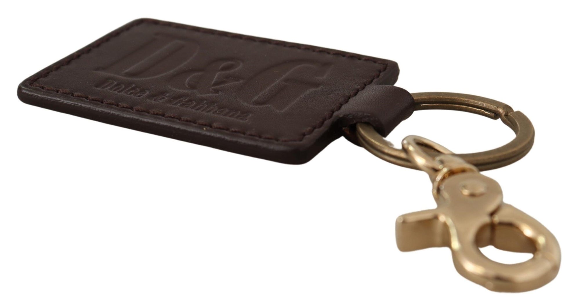 Porte-clés unisexe élégant en cuir Dolce &amp; Gabbana avec détails dorés
