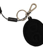 Dolce & Gabbana Chic Black Rubber & Brass Logo Keychain