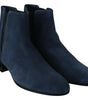 Dolce & Gabbana Chic Blue Suede Mid-Calf Boots with Stud Details