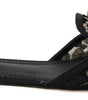 Dolce &amp; Gabbana Elegant Black Lace Mules with Jewel Flower Detail
