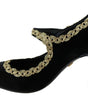 Escarpins élégants en velours noir brodés d'or Dolce &amp; Gabbana