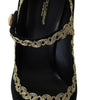 Escarpins élégants en velours noir brodés d'or Dolce &amp; Gabbana