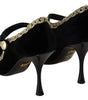 Escarpins élégants en velours noir brodés d'or Dolce &amp; Gabbana