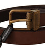 Dolce & Gabbana Brown Leather Rustic Buckle Cintura Belt