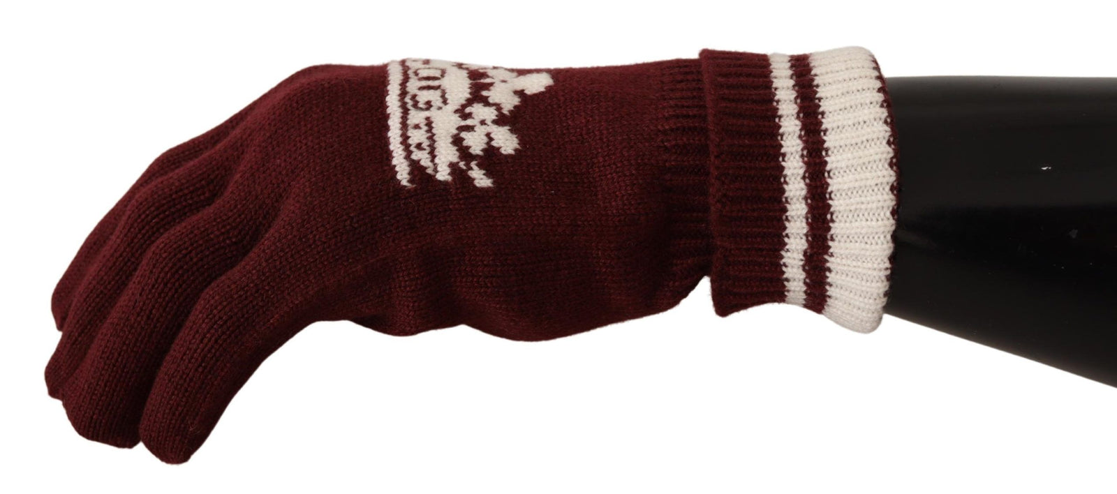 Gants élégants en cachemire rouge Dolce &amp; Gabbana avec motif couronne