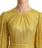 Dolce & Gabbana Yellow Crystal Mesh Pleated Maxi Dress