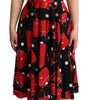 Dolce & Gabbana Black Red Bag Print A-line Mid Length Dress