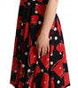Dolce & Gabbana Black Red Bag Print A-line Mid Length Dress