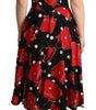 Dolce & Gabbana Black Red Bag Print A-line Mid Length Dress