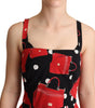 Dolce & Gabbana Black Red Bag Print A-line Mid Length Dress