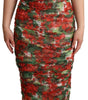 Dolce & Gabbana Red Floral Print Tulle Sheath Midi Dress