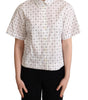 Dolce & Gabbana White Polka Dot Cotton Collared Shirt Top