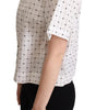 Dolce & Gabbana White Polka Dot Cotton Collared Shirt Top