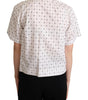 Dolce & Gabbana White Polka Dot Cotton Collared Shirt Top