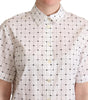 Dolce & Gabbana White Polka Dot Cotton Collared Shirt Top