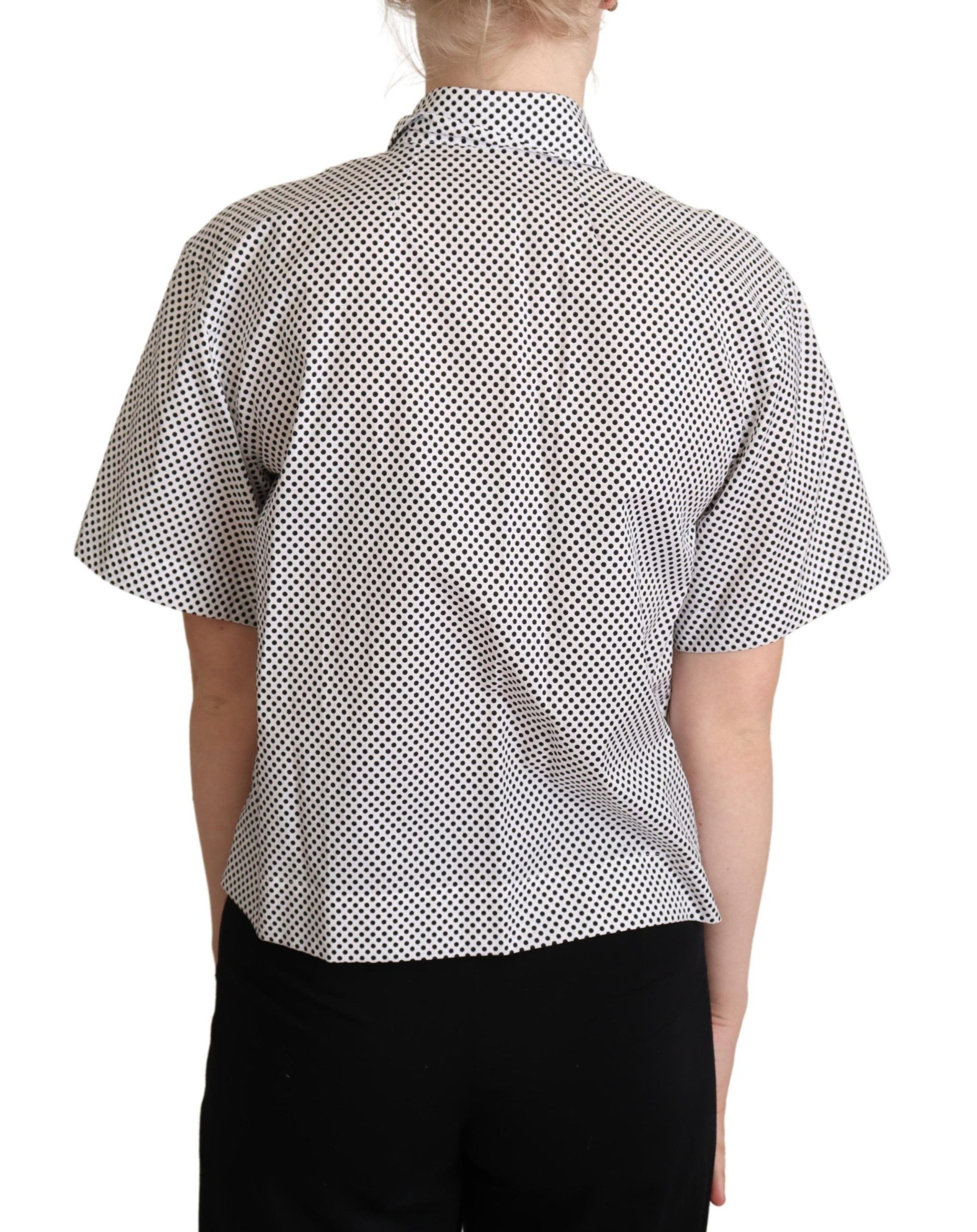 Dolce & Gabbana Black Polka Dot Collared Shirt White