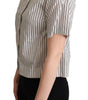Dolce & Gabbana White Black Striped Collared Shirt