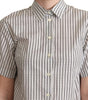 Dolce & Gabbana White Black Striped Collared Shirt