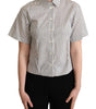 Dolce & Gabbana White Black Striped Collared Shirt