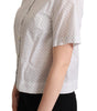 Dolce & Gabbana White Black Polka Dots Collar Blouse Shirt